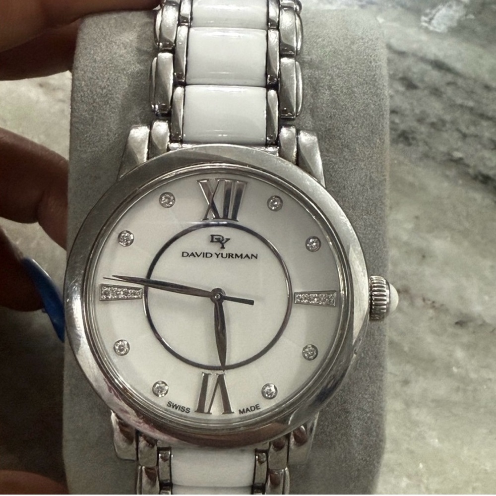 David Yurman 38 MM White Ceramic & Diamond Dial Watch